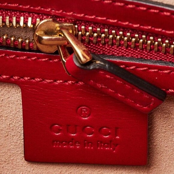 Gucci Red Smooth Calfskin Leather Nymphaea Medium Top Handle Bag - Picture 9 of 12